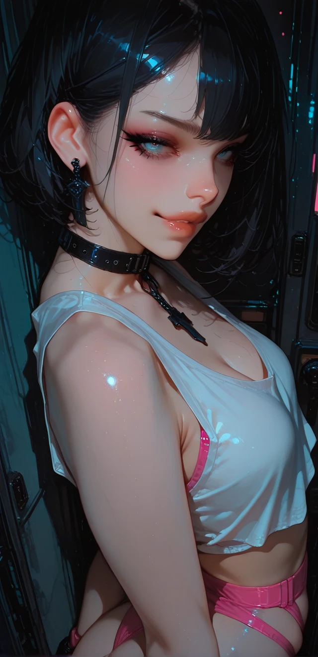 (one person, solo, High resolution, masterpiece, accurate, Anatomically correct, Winner of numerous awards, Highest quality, Damaged, High-resolution model, High detail, retina, Very detailed, Textured skin, Ultra high definition, movie light effect, movie, Movie shooting, clair obscur, Background blur, Everything detailed and exquisite、Complete human body、Correct human body、Perfect human body、Accurate human body、Detailed Background、Elaborate Background 8K full vision, Cinema Lighting:1.2)、(Desaturated lighting), one personの、Long Hair Girl、Beautiful Japanese Woman、Black-haired、Heavy bangs、Accentuate your breasts、choker、(Super big breasts:1.5), Sparkling under-eye bags、Red glitter eye makeup, From feet to head、(Fluorescent pink lipstick:1.3)、
Soft impression、(Japanese jirai type fashion:1.5, Japan Underground Idols、Japanese landmine girl:1.5),
((Cowgirl:1.8, Subjective:1.7,Straddle a man:1.8、motion blur、squat、Spread your legs)),
Detailed and stunning backgrounds、
((On the bed at the love hotel:1.8, Lights out:1.8, Decolorization lighting:1.8)), sexy and seductive、Spread your legs:1.3, Accentuate your breasts gesture:1.8, , one person, one personで, (Late Night:1.8)、(Angle from below:1.5)
((Vulgarity、Obscene face、orgasm、ahegao:1.8)),
(),(((night:1.8, Desaturated lighting、The bedroom with the lights off:1.8))), On all fours:1.5