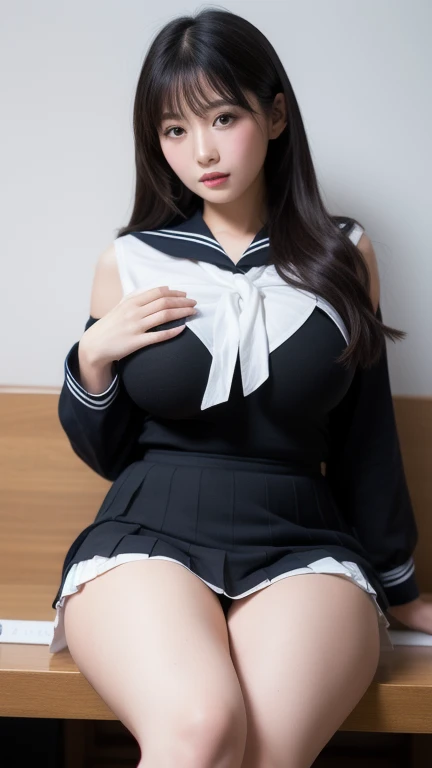 (NSFW:1.5)、Detailed CG Unity 8k wallpapers、highest quality、masterpiece、Realistic、Bright lighting、very cute woman、cute、17 years old、high school girl、Captivating eyes、((Droopy eyes))、(Watery eye:1.3)、((??????? face))、Please open your mouth a little、Face Light、(Brown hair with bangs)、Earrings、necklace、Glowing Skin、Pure white skin、Big Breasts、((Perfect Anatomy、Perfect limbs、Thin fingers、Five fingers))、(Both arms are restrained by chains)、(Put your arms above your head:1.3)、((Short-sleeved white sailor suit:1.5)、(Very short white sailor suit)、((Her sailor uniform is flipped up、Nipples fully exposed:1.5))、((Her sailor uniform is flipped up、Breasts are fully exposed:1.5))、((Navy Pleated Mini Skirt:1.5))、((Spread your legs wide))、((Please put your feet up))、(White lace panties are visible:1.3)、((White lace panties ripped:1.3))、(A beautiful crack is visible:1.3)、(cute割れ目:1.3)、(From below:1.3)、(Very slim legs)、(Beautiful feet)、On the grass in the park、