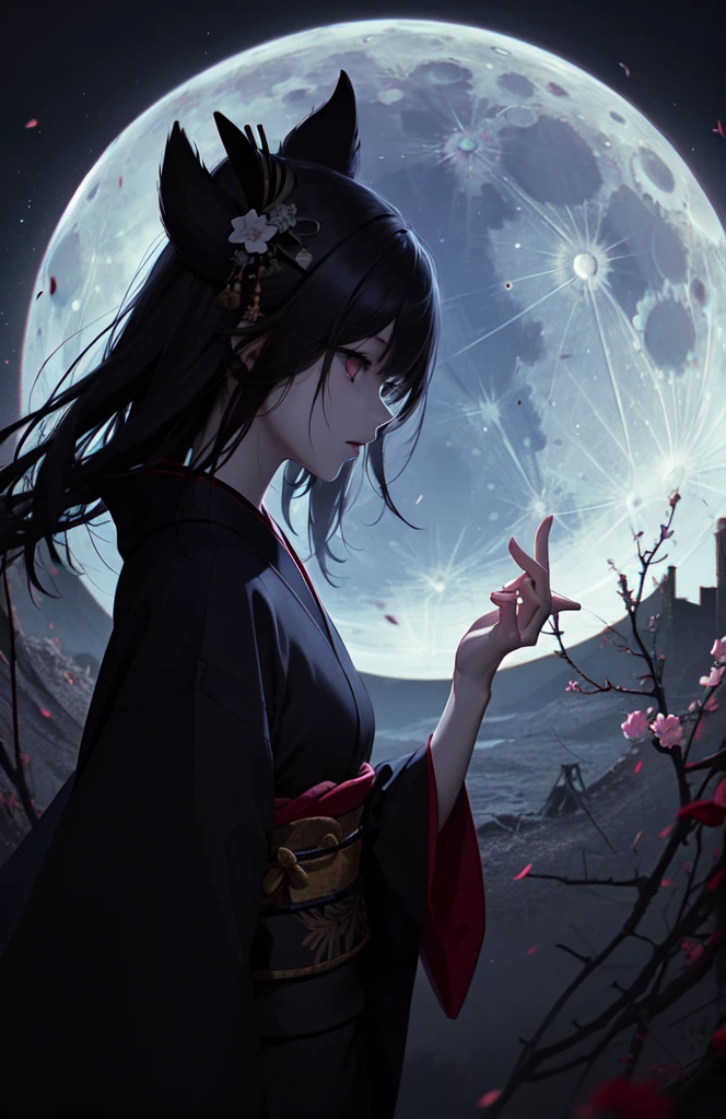 ((Finest quality)),(超A high resolution),(Ultra-detail),(Meticulous portrayal),((Best Anime)),(Finest works of art),sharpnes,Clair,Ultra-Precision Art,The art of astounding depiction,Beautiful ink paintings with intricate and detailed details:1.3, ((FOG:1.6)),((The moon through the clouds:1.4), (One woman),Japanese dress,paper lanterns:1.5,arachne,the bats,youkai,weird