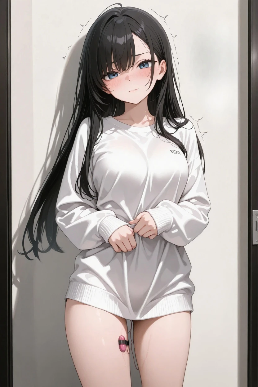 Girls under 8 years old, under 100 height, dress, small breasts, patterned cotton panties, fabric realistic, black long hair, no jacket, lesbian