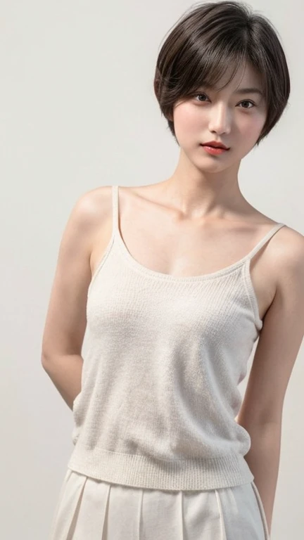 (8K, RAW photo, highest quality, masterpiece:1.2), ultra detail, super resolution, (realistic, realistic Photo:1.37), portrait, High resolution RAW color photos, professional photos, 非常に詳細で美new, very detailed, 8k wallpaper, surprisingly detailed, huge file size, official art, highly detailed CG unity 8k wallpaper, very detailed美少女, very detailed顔, very detailed目, very detailed肌, very detailed指, very detailed鼻, very detailed詳細な口 , perfect anatomy, very detailed背景, very detailed衣服, 1 girl,, 20th generation, cute girl, realistic body, small, Fair skin, glowing skin , handsome body, black hair , rolled up hair, (dull bangs:1.2), smile, cute, like々new, cute face, realistic face, delicate eyes, (((Crimson and white sleeveless striped dress))), looking at the viewer, cowboy shot, facing the front, Standing position, Opposition, dynamic lighting, very big breasts,