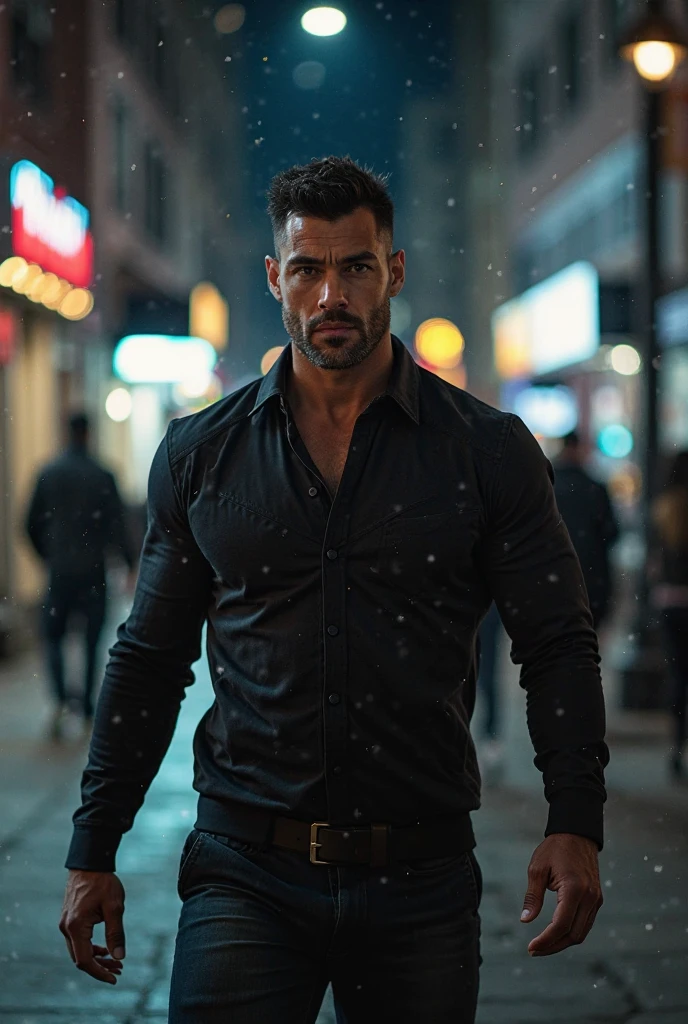 Professional photography, Chris Redfield from Resident Evil 8 stands on the dirt road，Put your hands in your pockets，watching，black masculin trench coat，belt，There are willow trees next to it，wearing black suit socks, Not wearing shoe on socks Visible , Tsuchiya，ruins，（（Glasseale focus，dark brown clothes，dark brown backpack，high detail, Full body photo, panoramic，body positive, 48 years old, hairy chest，focus on socks and feet, Nasal pattern，rough face，worried expression，oily skin reaction，Strong hands，Covered in sweat，chest muscles，Very large ，Raised ，strong muscle，Thick waist，wide waist，brown skin，thick thighs，Brown tong，((crotch bulging))，（crotch bulging），Detailed hair details，gaston boucier style，sunny，blue sky，Sunlight，blue sky，There are mountain peaks in the distance，global illumination， CG-level lighting rendering，low contrast， (best quality)，masterpiece，8K wallpaper quality，List of Utria , Normal