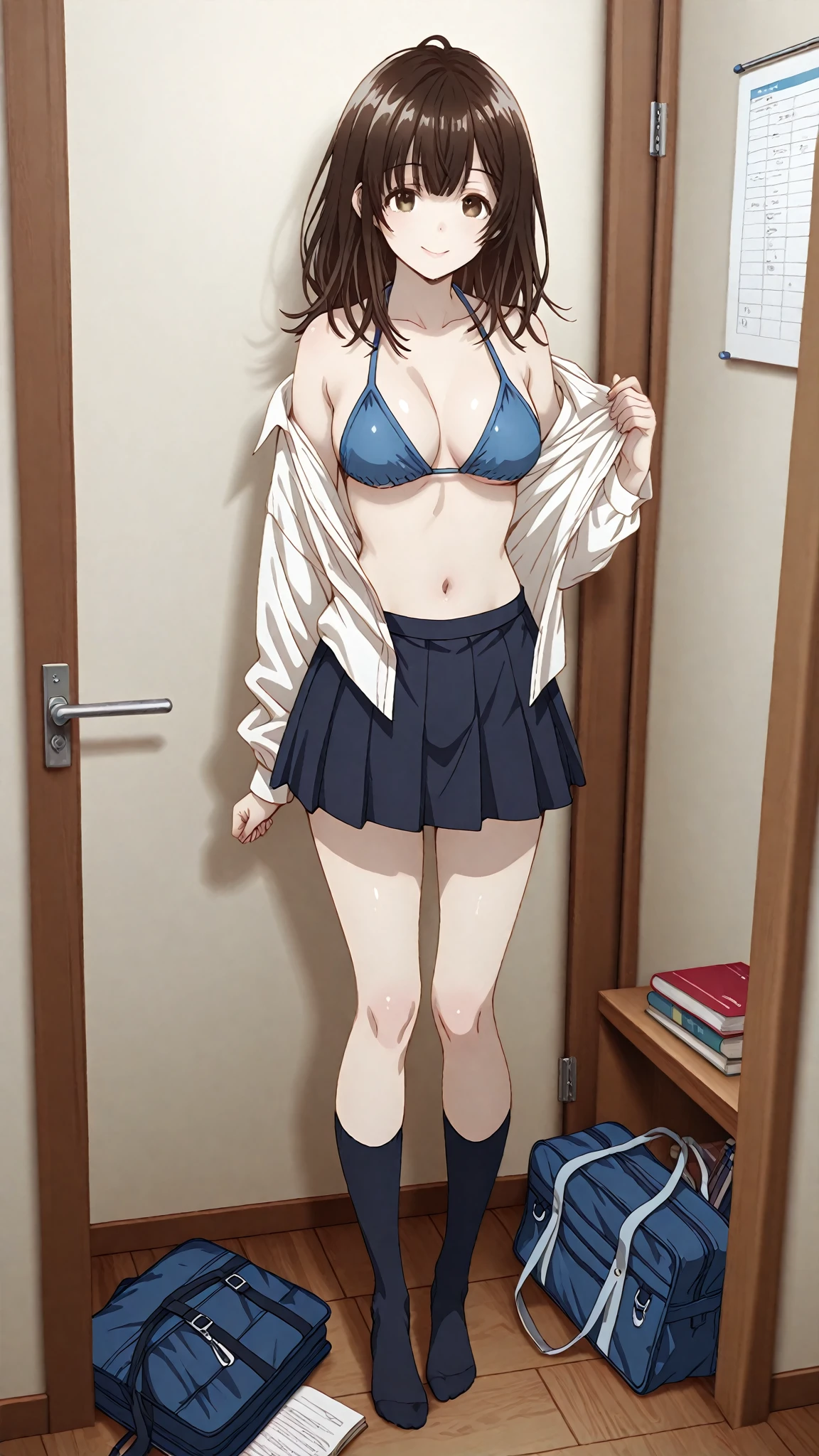 Pink stripes々Panties、1 girl、Pink stripes々bra、Without skirt
