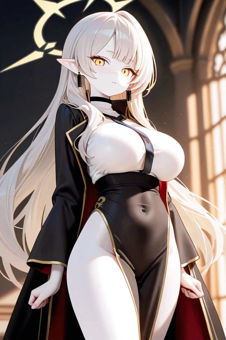 1women,milf,ningguang, ningguang, grey hair, hair ornament, hairpin, long hair, parted bangs, (red eyes:1.5), sidelocks, streaked hair, red hair, smile,medium breast,
BREAK bare shoulders, black gloves, chinese clothes, claw ring, detached sleeves, dress, elbow gloves, frilled sleeves, frills, fur collar, gloves, jewelry, pelvic curtain, sleeveless, sleeveless dress, white dress,
BREAK looking at viewer, full body, (cowboy shot:1.5),
BREAK indoors,
BREAK (masterpiece:1.2), best quality, high resolution, unity 8k wallpaper,NSFW ,(illustration:0.8), (beautiful detailed eyes:1.6), extremely detailed face, perfect lighting, extremely detailed CG, (perfect hands, perfect anatomy),