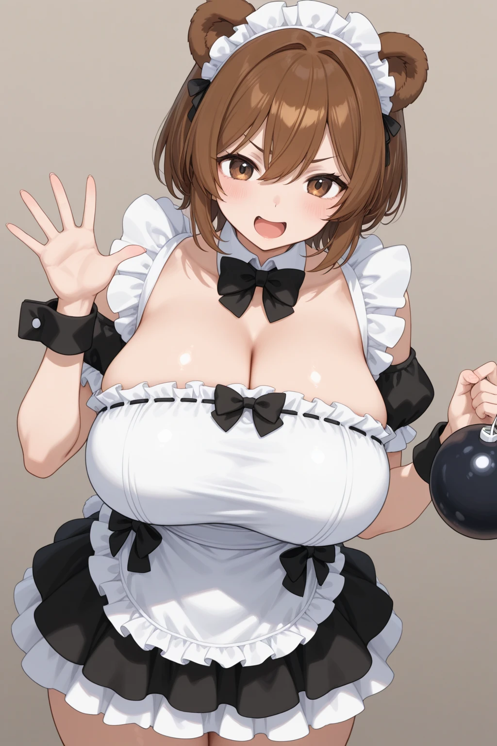 (nsfw,)((takimoto hifumi,hifumi takimoto,new game!,ponytail hair,hairbow)),((solo girl)),((Perfect body,))((Super beautiful,))((High quality,))((Heavy breathing,sweat, Sweaty and wet all over,))(Hotel room,)blush,backlit,shiny glossy,((gigantic breast,)) Looking at Viewer,cowboy shot,nipple,lovejuice dropping crotch,look of contempt,glaring shyly,((Frilly headband, maid costume, black frilly micro bikini)),(Grasp big breasts),paizuri,breasts blowjob,breast squeeze,sweat, semen,cum on hair and face,holding her breast with both hands,penis,ejaculating penis,