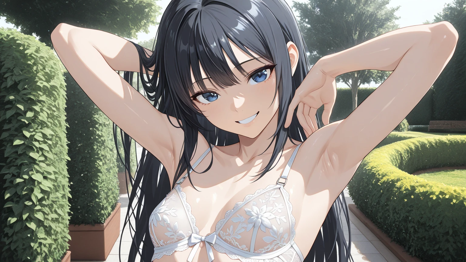 beautiful detailed eyes, black eyes, (1girl, aragaki ayase, ore no imouto ga konna ni kawaii wake ga nai), curvy, Slender, large breasts, (black thigh highs), (cleavage) , (sexy pose), (bewitching pose), (crop top navel), (Naked Towel, (see-through Naked Towel, 粘着性のあるNaked Towel)), (close-up shot), dynamic angle, Highest quality, Super detailed, masterpiece, Ultra-high resolution, 8k