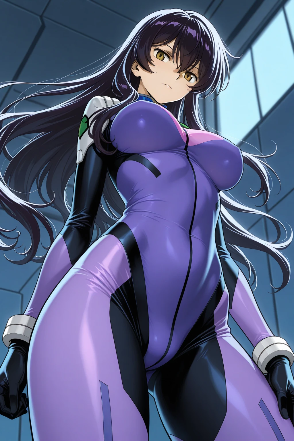 (solo:1.1),(masterpiece), (best quality:1.3),, highly detailed, intricate, professional art, digital art, absurdres, confidant, Blackfire, futanari Blackfire wearing a armored bodysuit with pants and thigh-boots posing confidently in a club, 1girl, solo, (dark skin), (long sleeves), Smirk, black hair,, purple eye colour, dark skin,(detailed breasts), (small breasts), (aroused:1.2), (futanari:1.1), (wide hips:1.4), (makeup 1:1), beestung lips, (black lipstick:1.3), large penis, (huge crotch bulge:1.4), crotch bulge, huge testicles , furniture, frontal view, universal lighting
