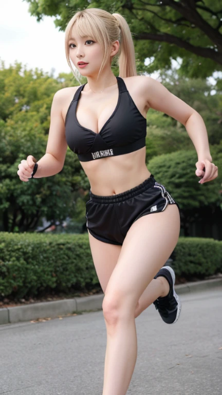 Raise your hand Maki Horikita Beautiful girl Junior high school student Angry face Cold expression Scary eyes Shocked expression Brown hair Track and field Hands Short height Small breasts Short hair White tank top Beautiful legs Bare belly button High mountain peak Very messy hair Strong wind 