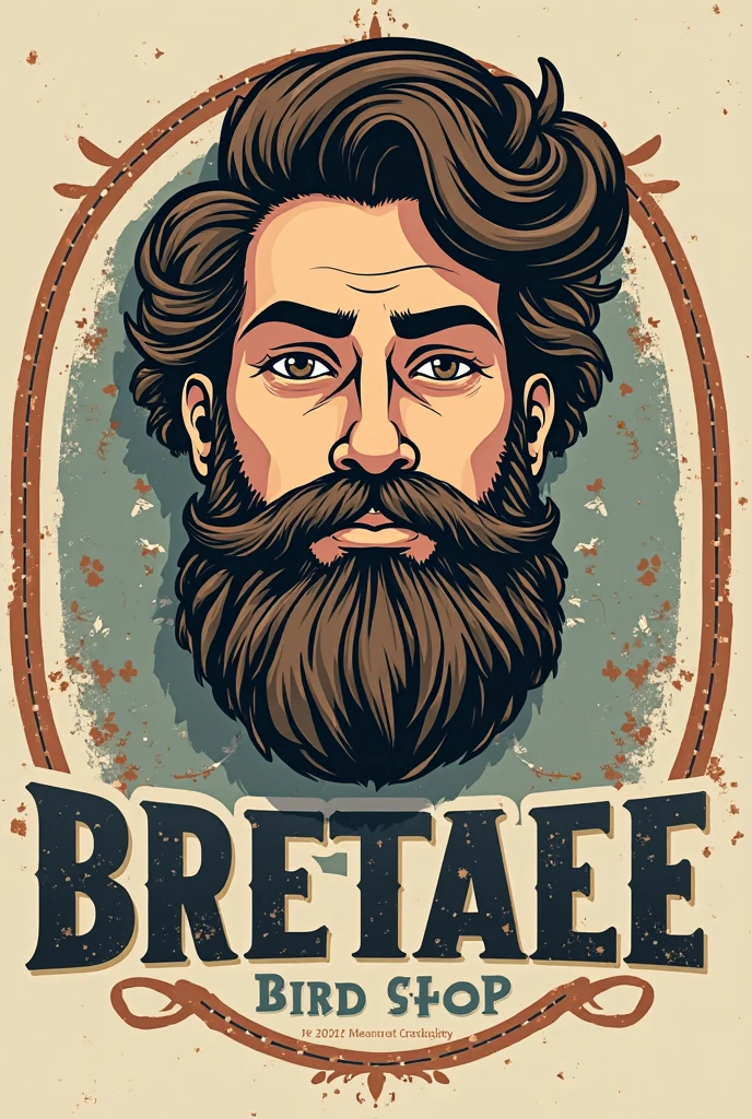CREATE A DRAWING WHERE YOU HAVE A MAN STANDING SIDEWARD WITH A BEARD AND CUT HAIR, WITH MINT BEHIND IT AND NATIVEGUARD IS WRITTEN AND UNDER THE NATIVEGUARD IS WRITTEN IN PORTUGUESE HAIR AND BODY, ALL IN TRIBAL STYLE