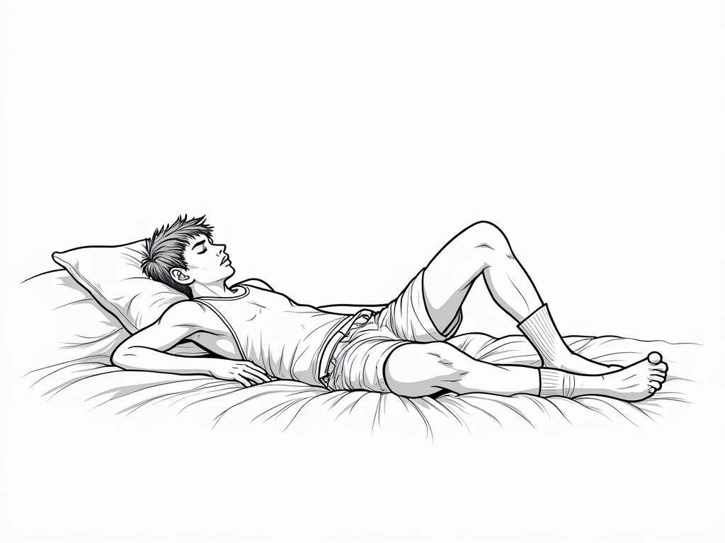 Boy lying on bed reveals his stomach