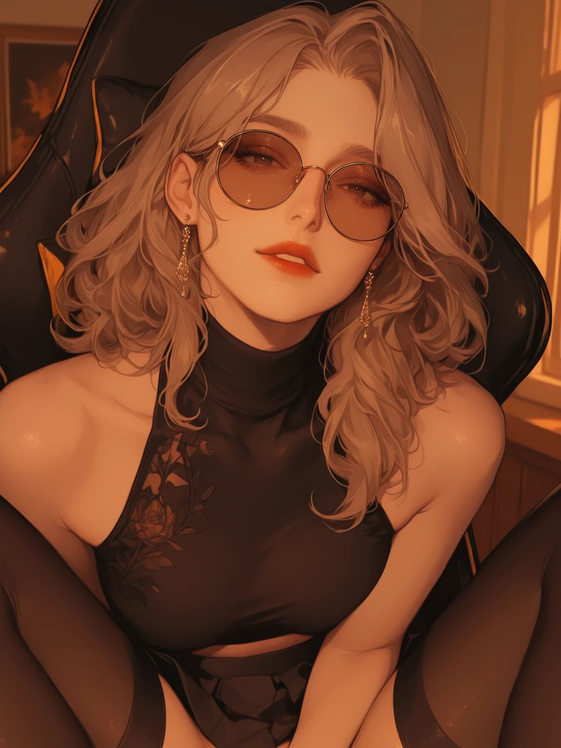 a princess with big breasts and a black dress