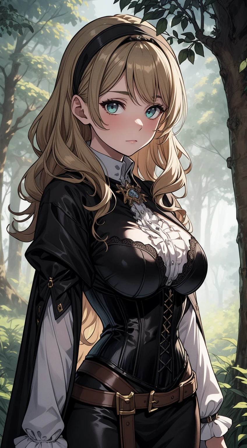 The founder of the world, the girl stands in the center of the hall, grandly raises her hand up and shouts, dark long hair, expressive eyes, sensitive mouth, delicate facial features, lush breasts, black cloak, white transparent blouse, through which a black bra is visible, mini skirt, torn stockings in places, Wellingtons, Maximum detail, highest resolution