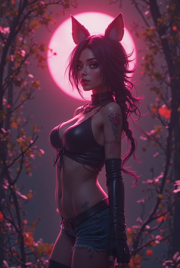 magra horror punk (cabelo moicano) in a graveyard, night, red neon lights
crooked graves, deserted, night,
beautiful goth girl, stunning face, sad expression
fishnets, bondage straps.
shadows, desolate, sad
red light, red ray tracing, red glow