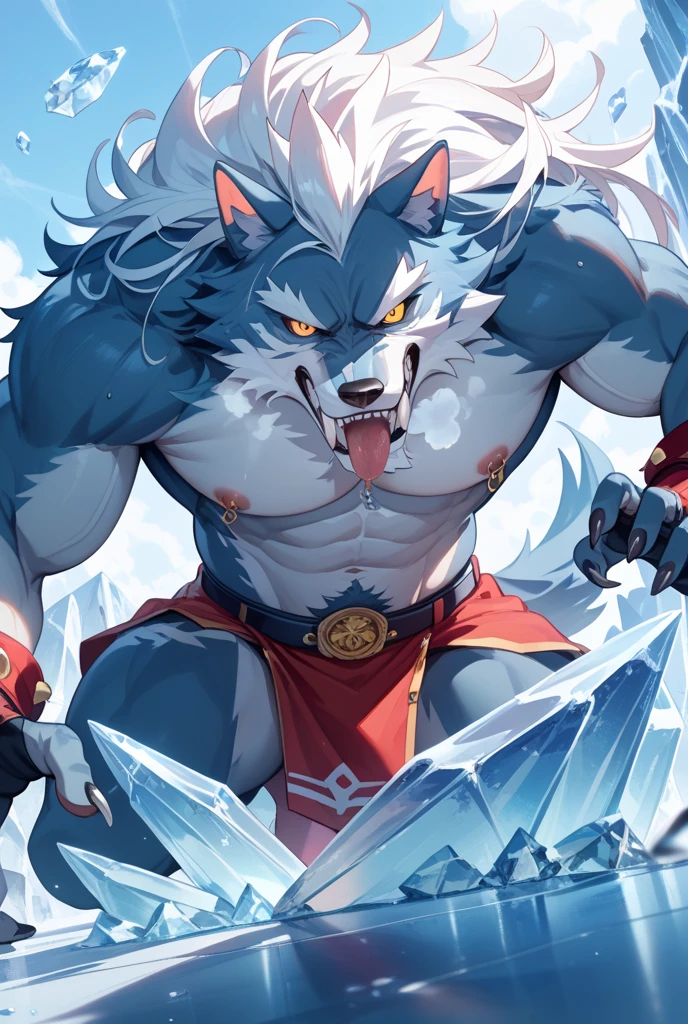 Advanced Monster: A larger, more muscular cat with a majestic mane or intricate patterns on its fur, its eyes glowing with intense power. It emanates a strong elemental aura, such as a roaring blaze, a freezing frost, or a swirling storm.