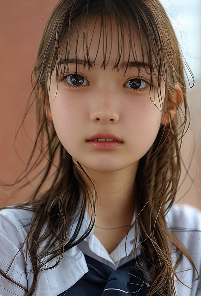 Highest quality, 8K, ,masterpiece :1.3)), In-person audience,((Whole body 1.2)) ,Beautiful woman, Wide Shot ,One girl, , Selfie , Black Hair, Brown Hair , bangs,Highly detailed face, Highly detailed lips, Fine grain, double eyelid