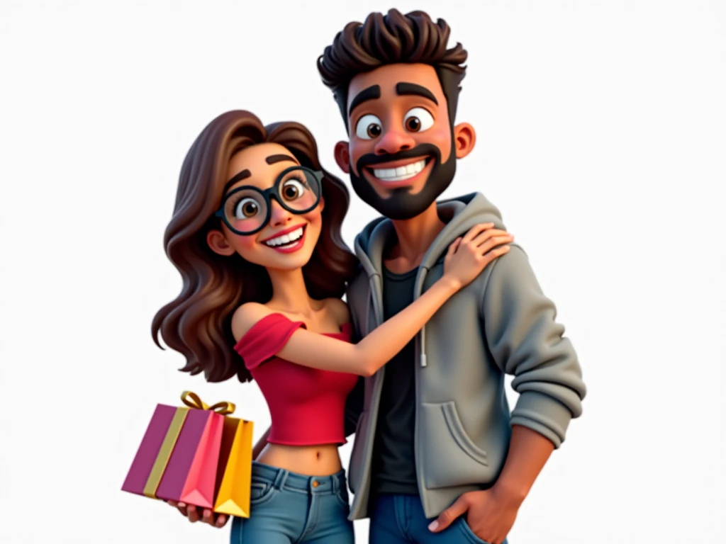 drawing of a man and a woman holding shopping bags in front of a heart, in cartoon style, Directed by: Hugh Hughes, imagem dos desenhos animados, casal feliz, Directed by: David Burton-Richardson, Homem e mulher apaixonados, caricatura!!!, por Melissa A. Benson, caricatural, Amoroso, arte dos desenhos animados, Directed by: Harry Beckhoff, Directed by: Tina Blondell, caricature illustration