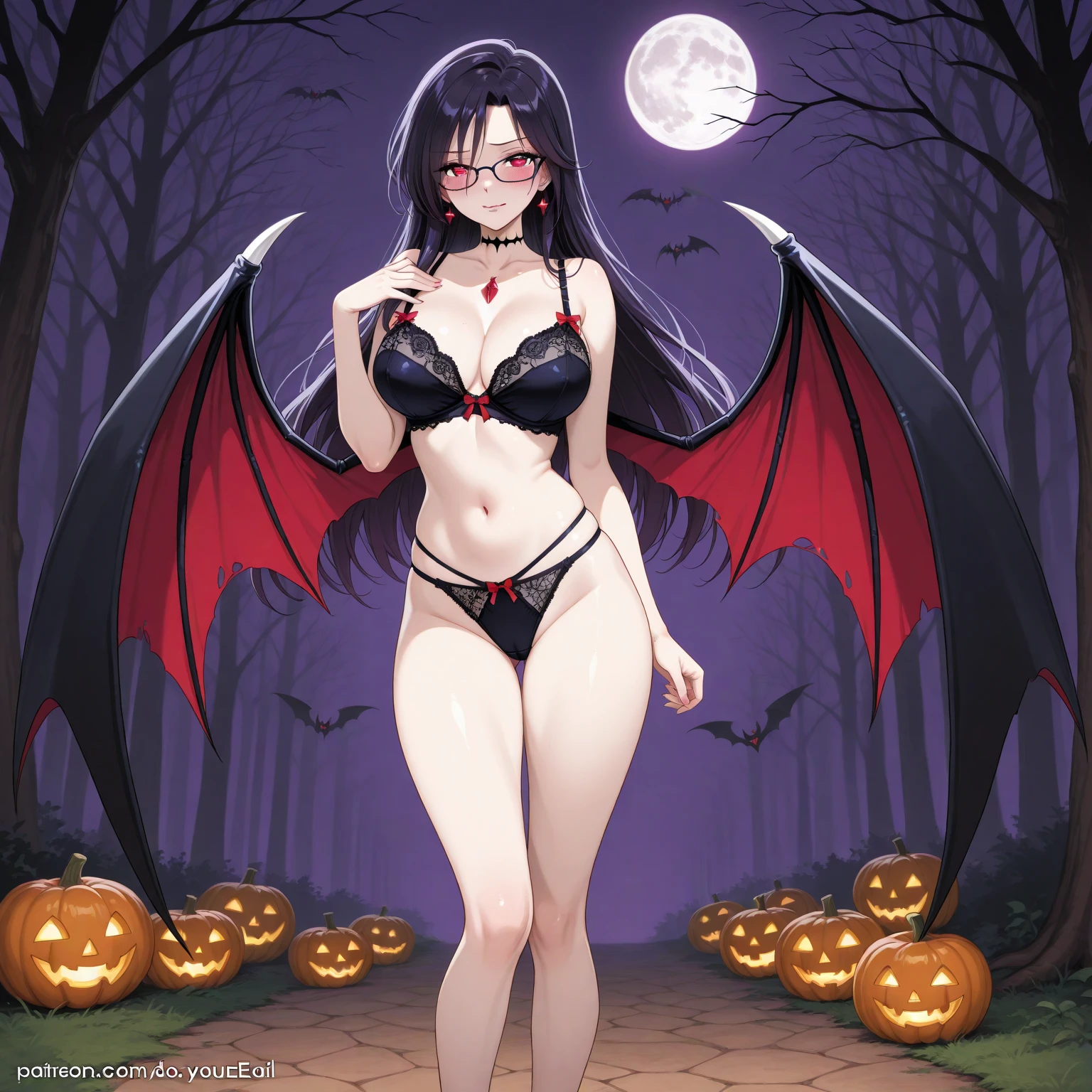 Cool tone,expressionless,Temporarily white skin,Sharp Claw,Skin whitening,little color,Female vampire,Evil expression,Long hair reaching knee length,Gold hair,Tall and slim,Devil's Horn,Devil's wings,Chest revealing clothing,Navel exposed suit,Fishnets,late at night,Vampire Teeth,Sharp Claw,full moon,crotch tattoo,Thin waist and fat arms,Devil Wings,crotch tattoo,Both hands,legs