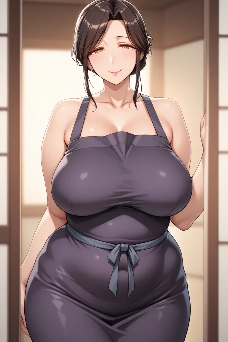 1 milf & 2 man, twintail hair, wearing glasses, wearing a black tank top that showing her cleavage, full body, hot pose, sex scene