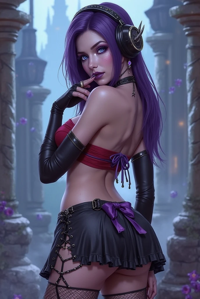 meilleure qualité, une femme, fume une cigarette, religieuse, evil religieuse, voilé, yeux rouge, face à moi, sexy, vulgaire, thème rose et violet