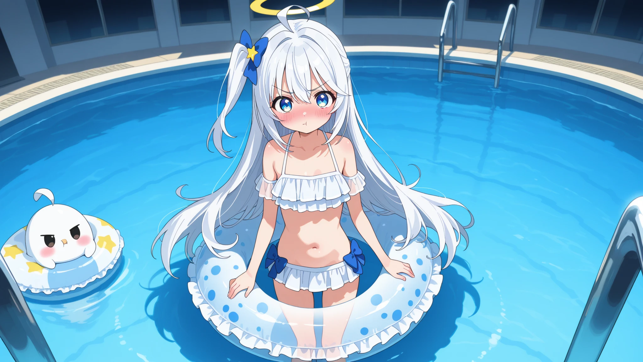 High resolution,masterpiece, highest quality, smile , Con_Kanaho, Her cheeks flushed ,beach , swim suit