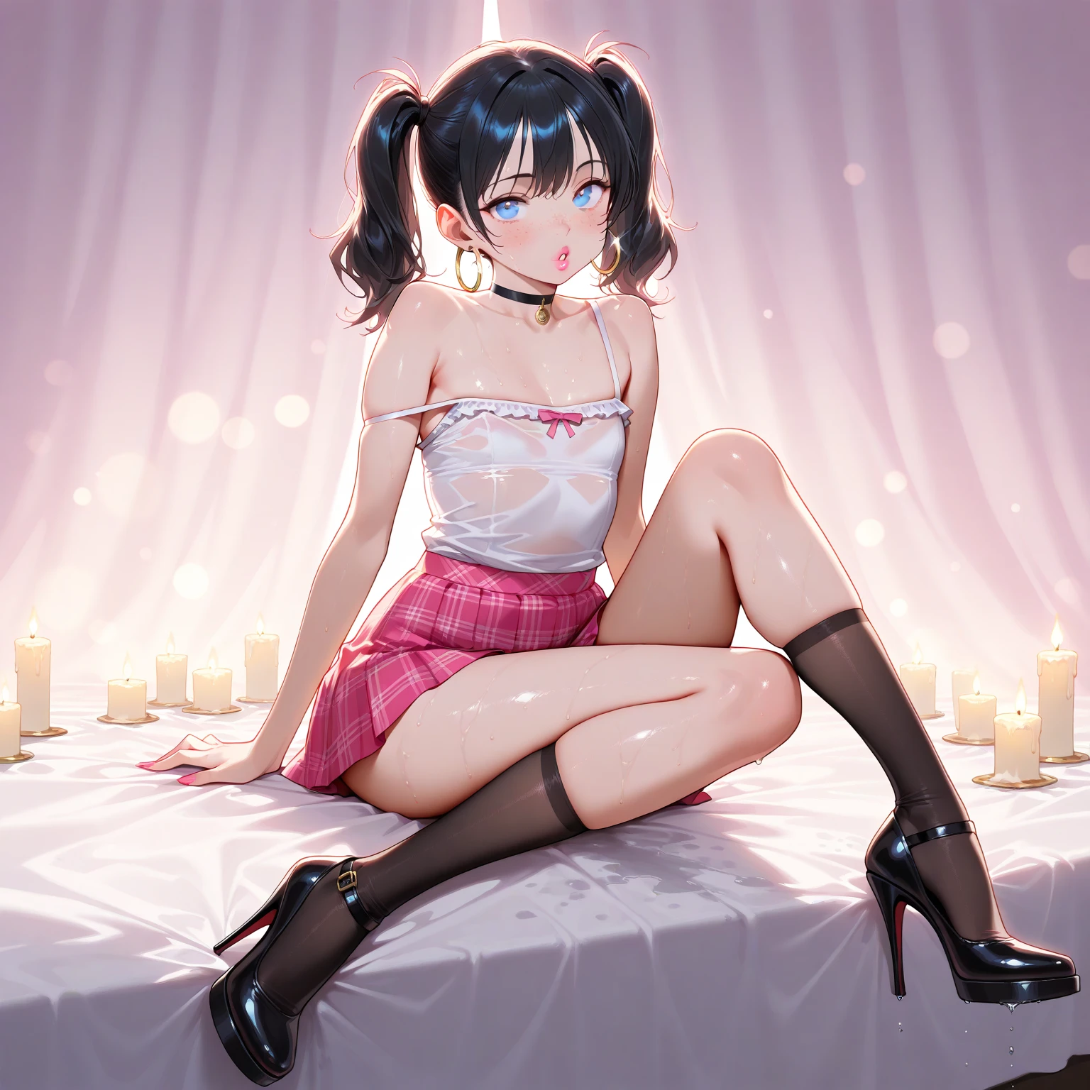 (masterpiece), (best quality),
make up, blush, earring, heart, high heels, <lora:flower_shoes:0.5>, 1girl, flower, bow,