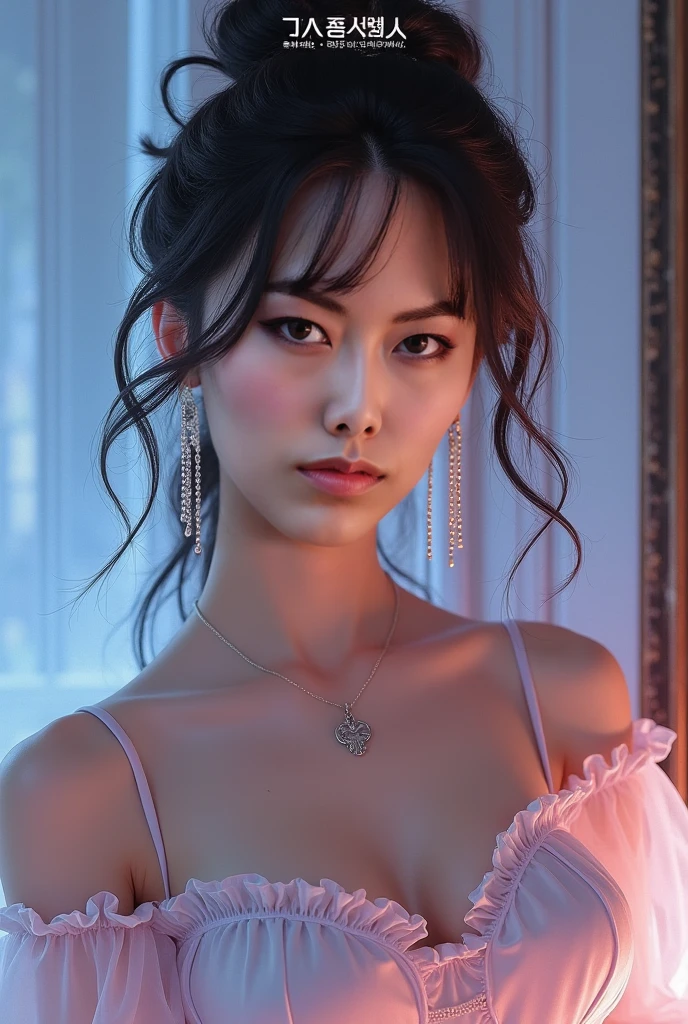(8k, RAW photo, photorealistic:1.25) ,( lip gloss, eyelashes, glossy finish, glossy skin, best quality, super high resolution, depth of field, chromatic aberration, caustics, wide light, natural shadow, Kpop idol) look with serenity and goddess-like bliss to the spectators,