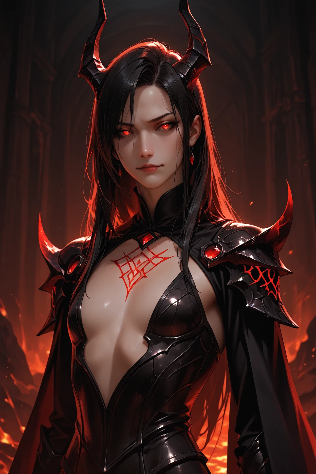 Beautiful Evil Vampire Goddess, (((higly detail))), (anime art)