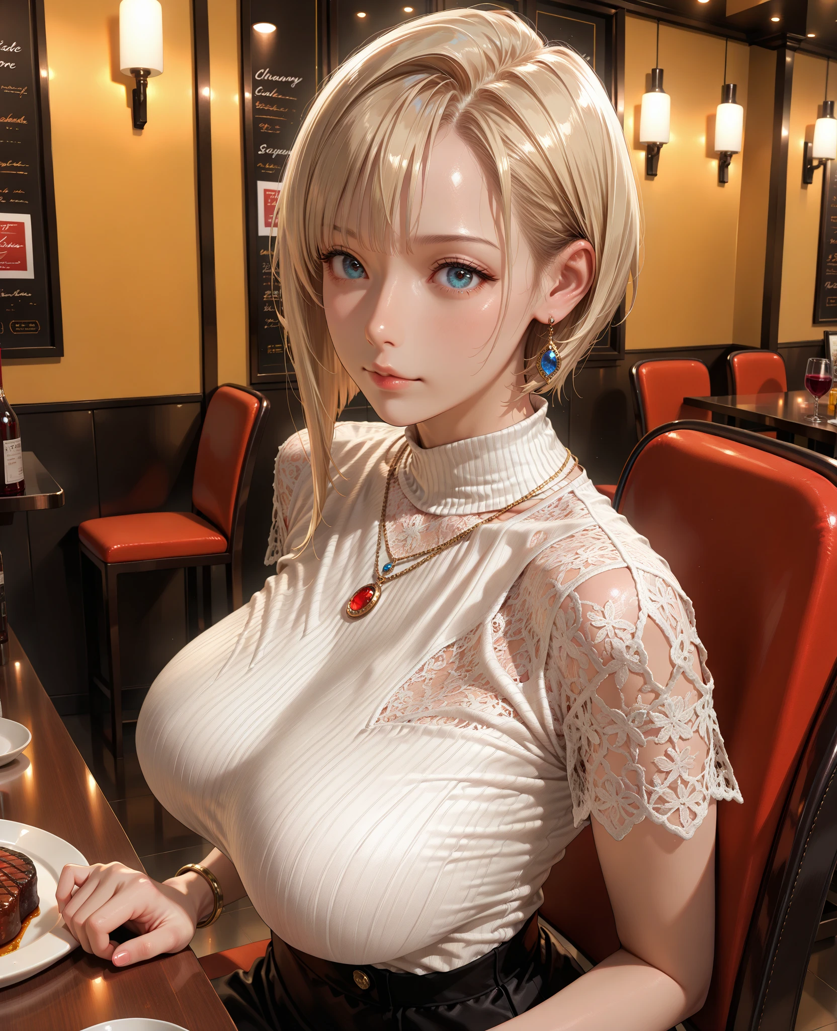 realistic,score_9, score_8_up, score_7_up,
1girl, android18 from "Dragon Ball", cute pose, outdoors, sysdeep_android18, cyborgc18dbz, DB_Android_18, a woman, jewelry, blond hair, Short hair, earrings, blue eyes, belt, necklace, blue skirt, black fingerless gloves, white shirt, vest, hoop earrings, short sleeves, bracelet, pearl necklace, black belt, belt buckle, (masterpiece, best quality, Professional, perfect composition, very aesthetic, absurdres, ultra-detailed, intricate details:1.3)