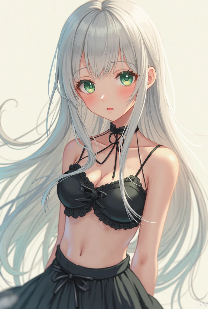 "An extremely detailed CG illustration of 1 girl,(shiny sweaty body), (low-cut blouse), (no bra), colorful, her upper body in focus and looking up towards the viewer,with (fake smile), (short clothes), (transparent garter belt), seen from below with a dynamic angle. The art style is reminiscent of Nanachi from "Made in Abyss," with a sharp focus and fine outline."