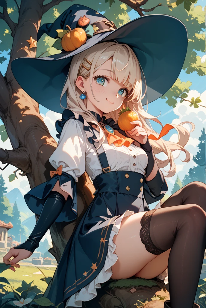 1 anime girl, ow2 mercy face, creame blonde hair, elegant straight hair, cute sexy witch hat, ((hair covering right eye)), (hair bangs over eye), ice blue eyes, (makeup and eyeliner), blushing, screaming terrified face, scared looked on her face, moaning mouth, (medium breasts), ((medium to large cleavage)), cute sexy sleeveless witch tunic, cute black pleated mini skirt, black school thigh highs, witch high heel shoes, scared posture, holding herself tight from fear, fallen on her butt sitting down, grass plains background, lake nearby, full body fan art.
[[High quality]]
[[Best fan art]]
[[Sexy anime]]
[[Hot anime fan art]].