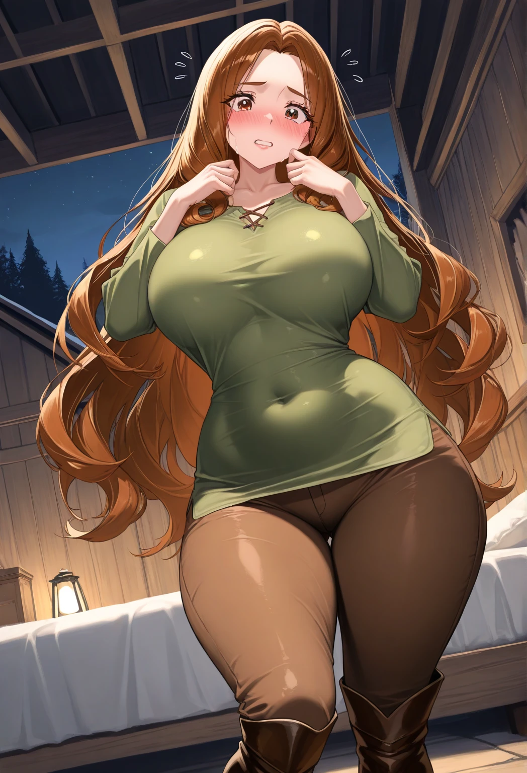 Super busty girl、One Woman、Cute Woman、plump thighs、Best image quality、High resolution、masterpiece、super high quality、Spread your legs、green lace bra、green lace panties、I can see her panties、とてもBig Ass、The buttocks are too big、Blushing、4K quality、Thick thighs、Big Ass、Squat with your legs apart、Blushed、Big Breasts、Proud face、Wearing black stockings、bed、Spread your legs wide、Ridiculously big、Very big ass、Low angle shot、Breasts that are too big、Sweaty all over、Heavy breathing、My breasts are bouncing up and down、Expression of breasts shaking、Depiction of  swaying、、heart、Sticking out tongue