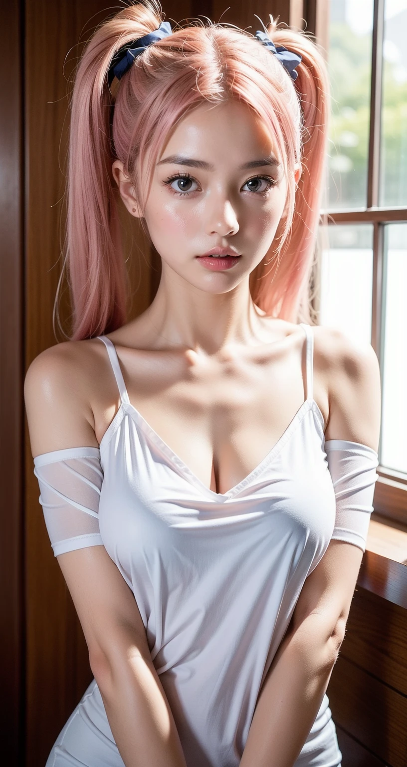 (((Wearing a pink ultra-thin rubber suit)))、I do not wear underwear、Random posture,seductiv,s lips,realisitic,a picture,(masterpiece),(real picture:1.3),ultra-detailliert,(high-detail skin:1.2),(Top image quality:1.0 ), (Ultra Hi-Res:1.0), (ulzzang-6500:0.3), Beautiful clear eyes,rays of sunshine, (Beautiful delicate makeup), (soft glow bloom:0.5) 、Detailed irregularities of the body are obvious、