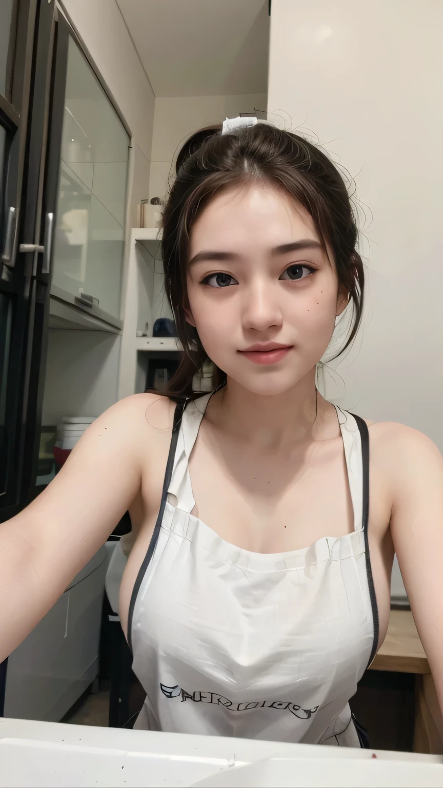 ((BUN HAIRSTYLE)), realisitic、(top-quality), matured malay women、Realistic 20 year old dark skin malay face girl, dark skin、wife, mother, (((beautiful nipple)))、Cleavage is fully exposed、Erotic panties、kitchen、messy kitchen, ((Sex in cowgirl position))、((Colossal tits:1.4)) 、((Very small face))、all-fours,Professional bright lighting、Leans forward heavily、Face kissing、erotick、((Chibi girl in loli))、Pale blue loose blouse、gym shorts, ((seduce face)), smile