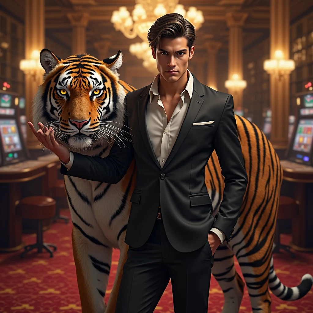"Design a tiger mascot with a suit that conveys confidence and leadership.” --auto