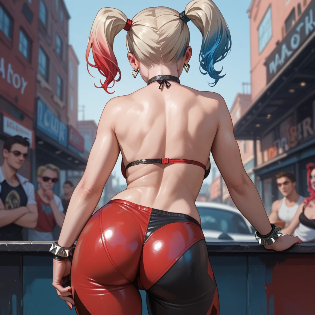 (ultra realistic,32k, masterpiece:1.2),(high detailed skin:1.1),( 8k uhd, dslr, high quality:1.1),
harleyquinn,, (huge breast:0.9),
(looking back at camera, Bend forward:1.1),
,(soft shaded neon light:1.1),balcony, sweeping view, cityscape panorama, bend down,hips up,ass up to camera,large ass,mouth open,tongue out,mocking smile
