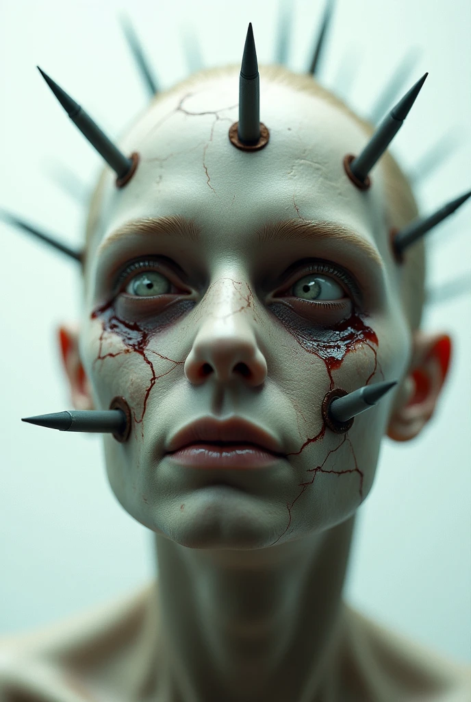 Reelhorror, nebula, humanoide, Sensual, Desmembrado, venas, lengua, cola, dientes, ojos, carne, babeo, mirar al espectador, sangre, injury, realista, muerte, interior, Plan completo.