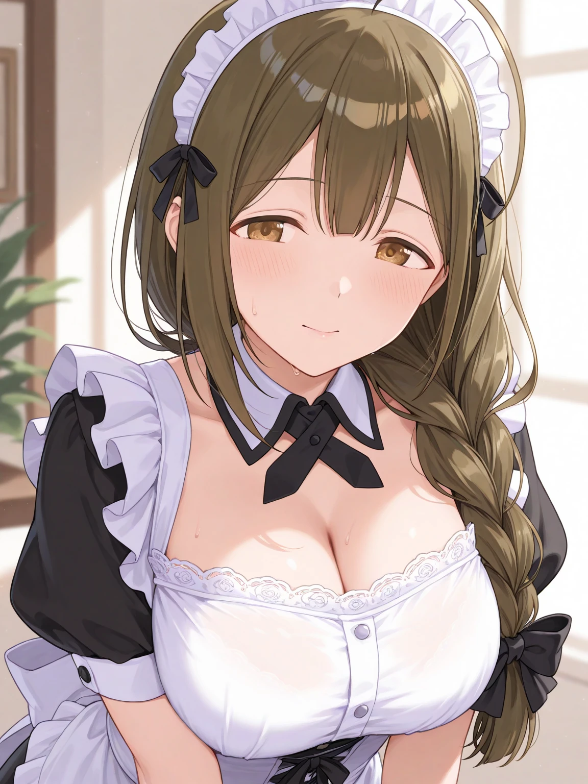 Highest quality, Mother,Lace Apron,kitchen,Lace panties,squat,Spread your legs,A seductive smile, Big Breasts,Plump thighs,from the front