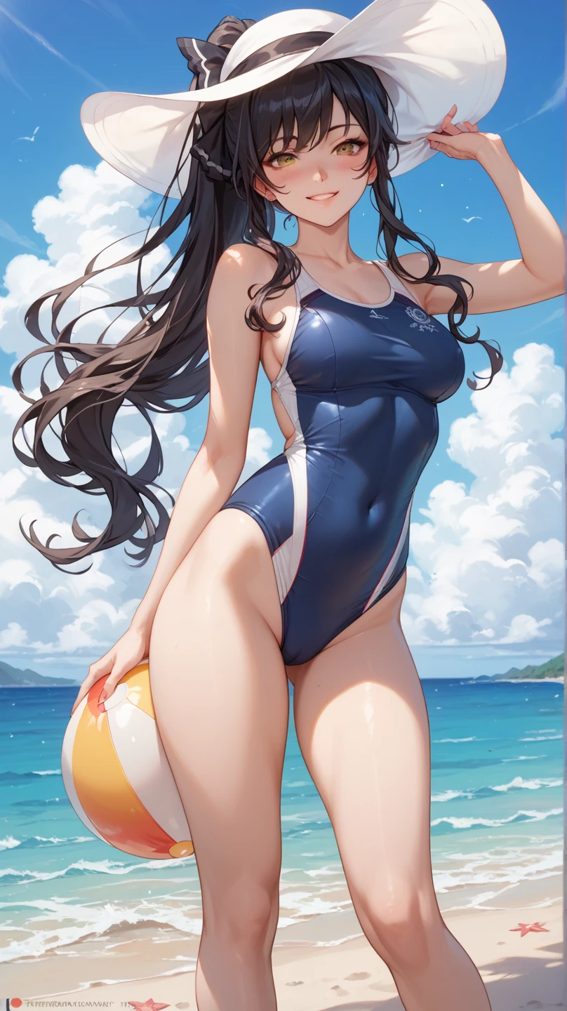 masterpiece, best quality, beautiful art, high resolution, well formed hands, body and fingers, 1 woman, solo, Ruka Sarashina, blue ribbon, full body picture, grown up, adult, large and big breasted, cleavage, hair ornament, wearing a Tyris Flare outfit , white_bikini, full body, sexy and skimpy bikini, gorgeous hips, legs and thighs bouncing breasts, red boots, fighting in a combat match, showing her fighting skills, making her guard, about to hit the viewer, looking at the viewer, close up on her bouncing breasts, sweating, bouncing breasts, smiling joyfully and brightly, seductive face, being confident and proud, action and fighting scene, martial arts tournament on the beach fighting in a combat match, showing her fighting skills, making her guard, about to hit the viewer, looking at the viewer, cowboy shot on her bouncing breasts, sweating, bouncing breasts, smiling joyfully and brightly, seductive face, being confident and proud, action and fighting scene, martial arts tournament on the beach 