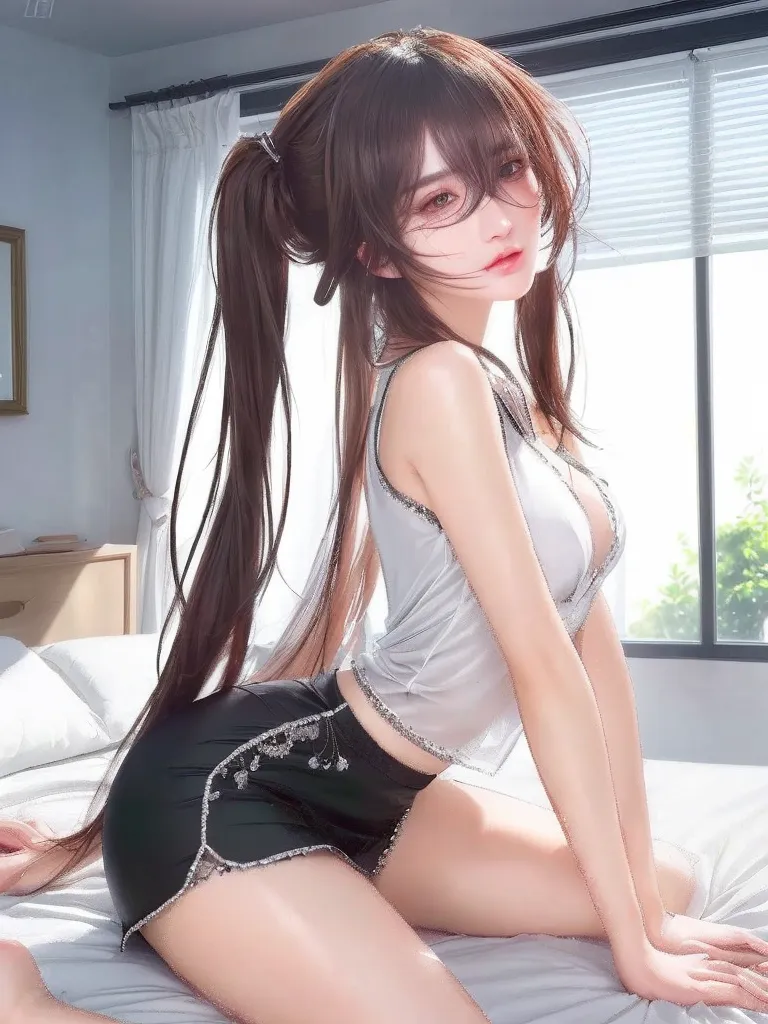 (NSFW:0.9) ,View from behind、(Realistic painting style:0.9), Tabletop, One Girl, alone, chest, Long Hair, ((Black see-through dress)), Grey Hair, Chest cleavage, View your viewers, smile, Mouth closed, bangs, Grey Eyes, Big Breasts, Expose your shoulders, Large chest, Sexy pose、View from behind，Sexy Style,((Her butt is visible through her panties)),(Thong)