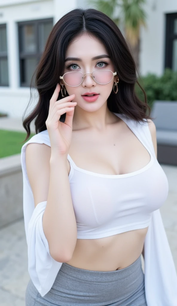 ((midnight, Need, 8K, tmasterpiece:1.3)), A whole body, Long legs, Focalors:1.2, Plump body,perfect figure beautiful woman:1.4,((Dark brown hair, huge tit:1.2 )), (Low-cut white T-shirt, Deep V white T-shirt,Skinny white T-shirt,blackstockings,short skirt), ((muddy road,mud ground,Dirty,disorderly,junk,African Village,decrepit)), lots of people,Highly detailed facial and skin texture, A detailed eye, 二重まぶた,wears glasses,crisp breasts,ssmile,The weather is hot,Bigger breasts, Wavy hair,crisp breasts,Get wet,Sweat profusely,Red lips,Wear earrings,wearing a choker,Wear a bracelet,orgy,Rejoice,Hot dance,Perfect chest shape,vibrancy,Heaty,wildness,huge tit