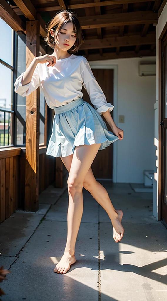 highest quality、masterpiece、ultra high resolution、(realistic:1.4)、Downtown Tokyo、woman、ライオンから逃げるwoman、(((running here、full speed force)))、Driving attitude ,serious expression、beautiful woman、blouse、skirt、handbag、high heels.(((Beautiful toes)))(((See-through))),large full breasts、Spread your legs apar(((no good))),(((not bread))),