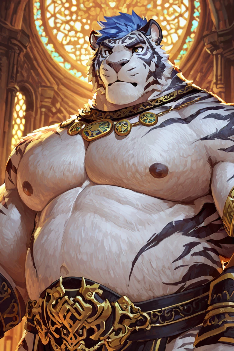 Tiger‚ male‚big sphere belly‚big belly‚bulge crotch in loincloth‚fat belly‚big chest‚pregnant‚muscular‚bodybuilder‚big abdominal muscle‚loincloth‚big fat belly‚huge bulge belly‚A loincloth with a huge bulge in crotch‚huge belly muscular ‚huge bulge belly‚big fat belly ‚gigantic belly‚touching belly