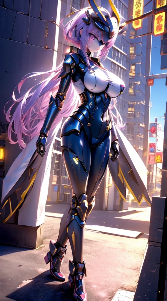 full body, masterpiece, 8k, ultra HD, sharp focus, details hair, beautiful hair, details face, beautiful detail eye, details pupil, perfect hand, vibrant colours, soft lighting.
1girl, long hair, hair accessory, style hair, (pink -blue hair), light purple eyes, giant breast, white-blue bodysuit, tight bodysuit, fight bodysuit, tech bodysuits,
night scenery, city, full moon, Star