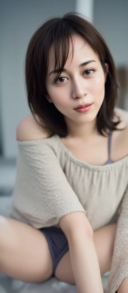 (Best quality, 8K, Masterpiece:1.3), 1 girl, (Abs:1.3), (Short to medium hair, Busty:1.2), Cardigan:1.1, Ultra-detailed face, Detailed eyes, Double eyelids
