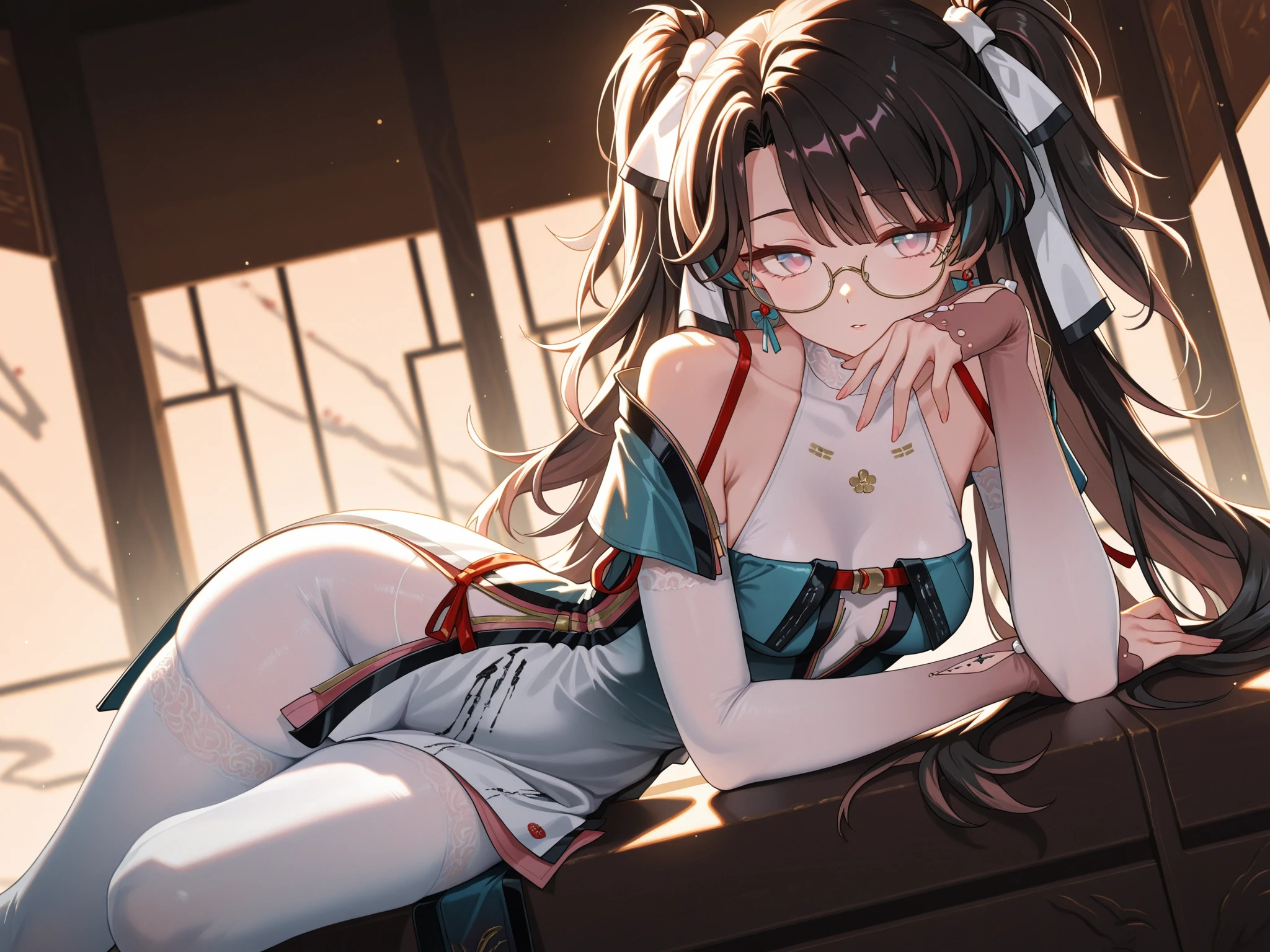 masterpiece、top-quality、High-quality images、hight resolution、8K、1lady、detaileds、Detailed eye depiction、skin gloss、Lustrous hair、 ((Favorite hair color today))((More disheveled hair、I'm wearing round glasses、real face、Good posture、Monacaware、Its name is Monaca Kashino:1.3))、 ((obedient character、Not very confident、Emotional manifestation:1.2)) ((Narrow old room、Lots of bookshelves、Pile of used books)) ((Monaca's flushed face、Rough breath、exclamation:1.4))((White underwear、Pointed mauls and cramped underwear、open the legs widely、Shibari、Rope that digs into the skin、Leo's skillful caress、Wet underwear、Underwear rotor、Non-stop vibration、The last amazing climax、syncope、convulsion:1.5))