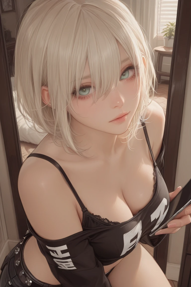 (NSFW:1.2),(((Highest quality: 1.4))),(An unparalleled masterpiece), (Ultra-high resolution),(Ultra-realistic 8K CG), Official Art,(((Large Breasts))), (((Adult body))), (((Girl in a sexual position))), , Punk girl with a perfect body, Metallic Spine Jacket,Beautiful and well-groomed face,,Detailed punk fashion,leather jacket, (Head to thigh image),(( Silver Hair, length )), small leather panties, Simon Bisley&#39;Urban Brutalist Style,London detailed street background,Beautiful Abs, Complex graphics, Dark pink and white stars、Grey and white striped poison tattoo )),