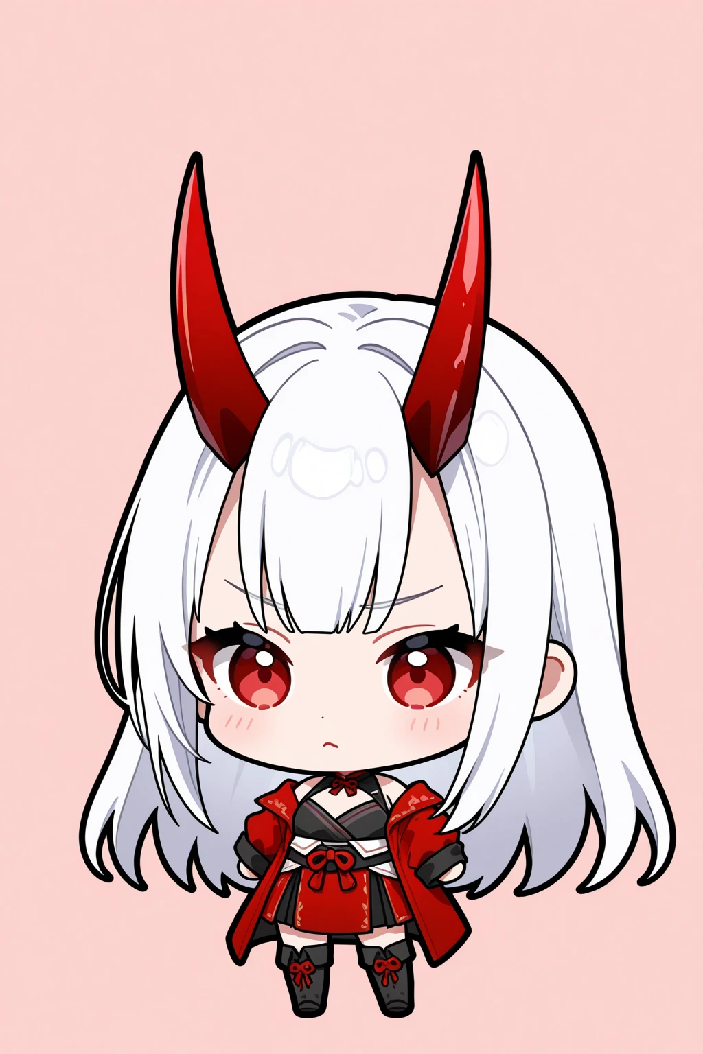 1girl, aegir \(azur lane\), azur lane \\\\\ masterpiece, best quality, very aesthetic, absurdres, newest \\\\\\ sportive body,  \\\\\\ by nyantcha,,by cutesexyrobutts,by khyle ///// white hair with a single prominent red streak, black horns, yellow eyes,  ,white background, white (nurse outfit:1.2), skirt, , white pencil skirt, nurse cap, ,  a red cross on the cap, pov, 