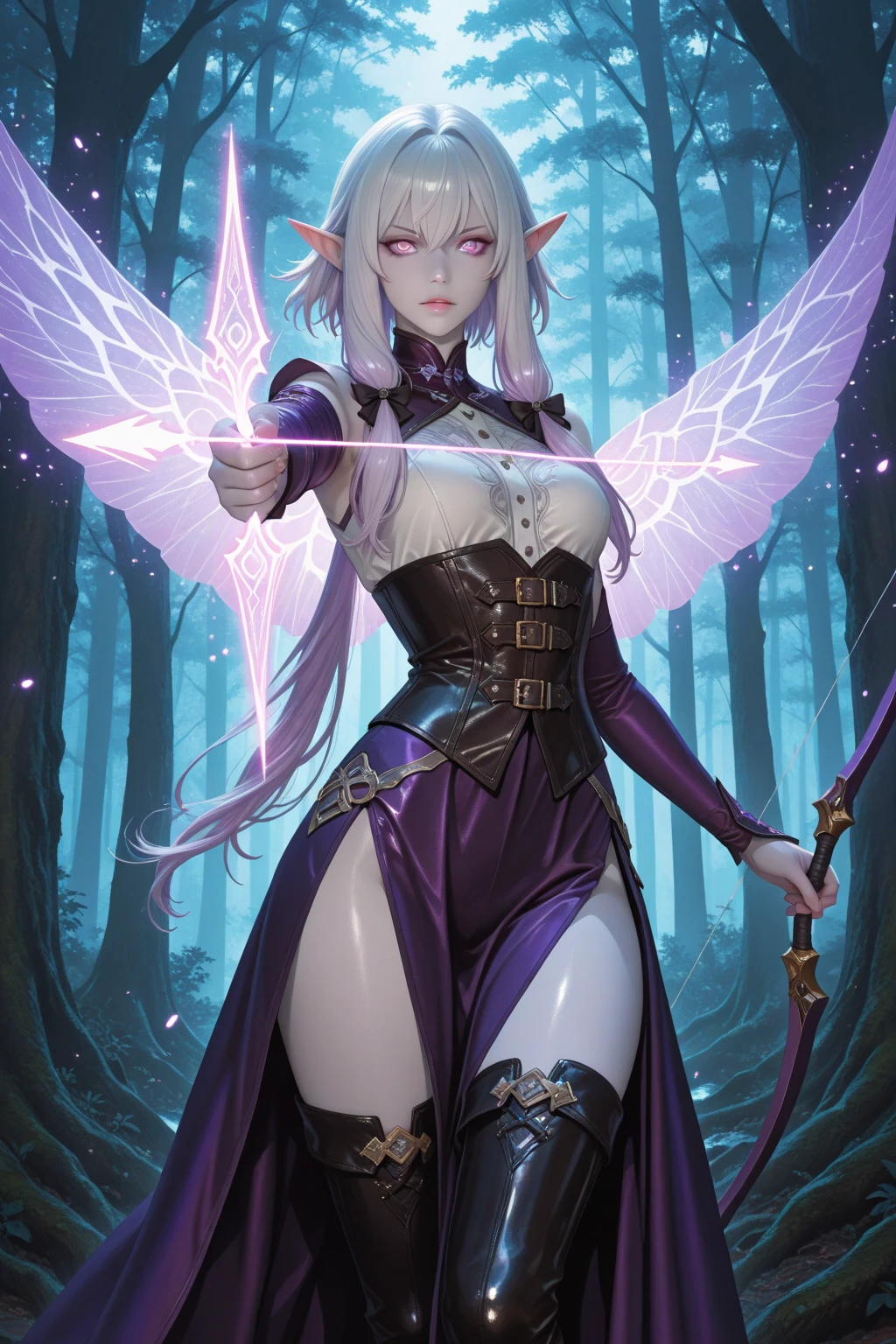 Give me an image of an elderly, beautiful, strong and powerful woman. Not real character. A cartoon form with a bit of fairy effect.