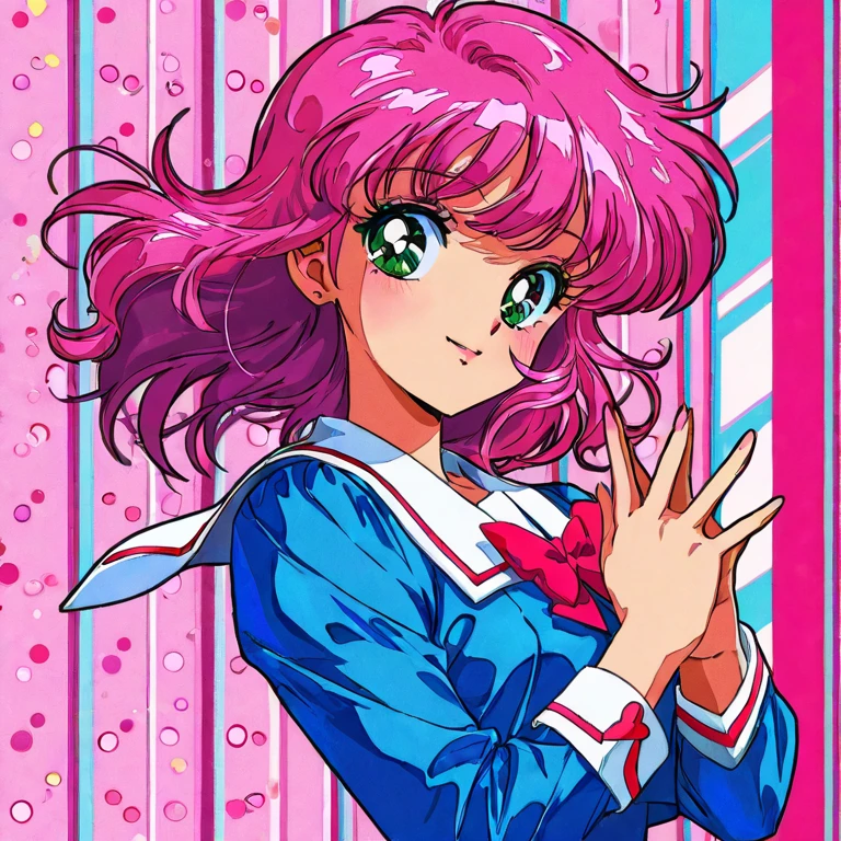 Sailor Moon，childhood，Young，Seven years old，Cute little ，Pink hair twintails，red eyes，short hair，Sailor suit，bow tie，White elbow gloves，Red Skirt，sitting，no shoes，Open your mouth，laughing out loud，white pantyhose