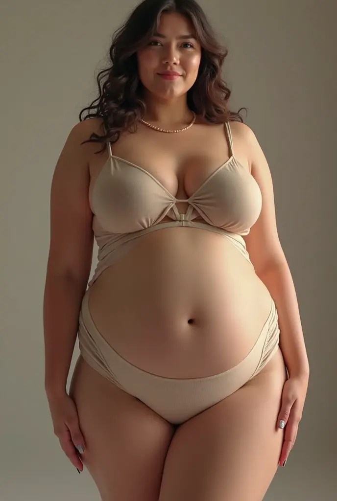 Chubby girl with round face wearing no clothes